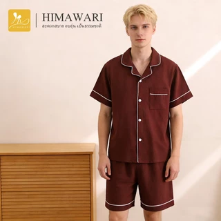 HIMAWARI丨ชุดนอนผู้ชาย ชุดนอนผ้าฝ้าย ชุดนอนแขนสั้น นุ่มสบายผิว ใส่ได้ทุกฤดู