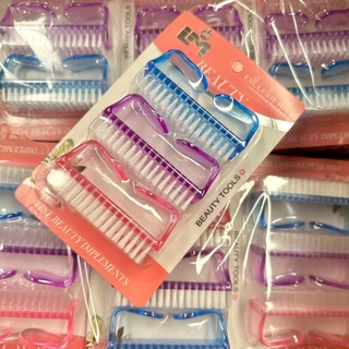 [ขายยกโหล12แผง] แปรงขัดเท้า ขัดมือ ขัดเล็บ 1แผงมี3ชิ้น สีหวาน คละสี (รวมได้แปรง36ชิ้น)