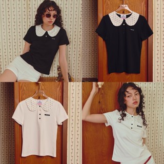 [พร้อมส่ง] CHUUCHOP - (S-2XL) Minnie Dot Polo เสื้อคอบัว แขน…