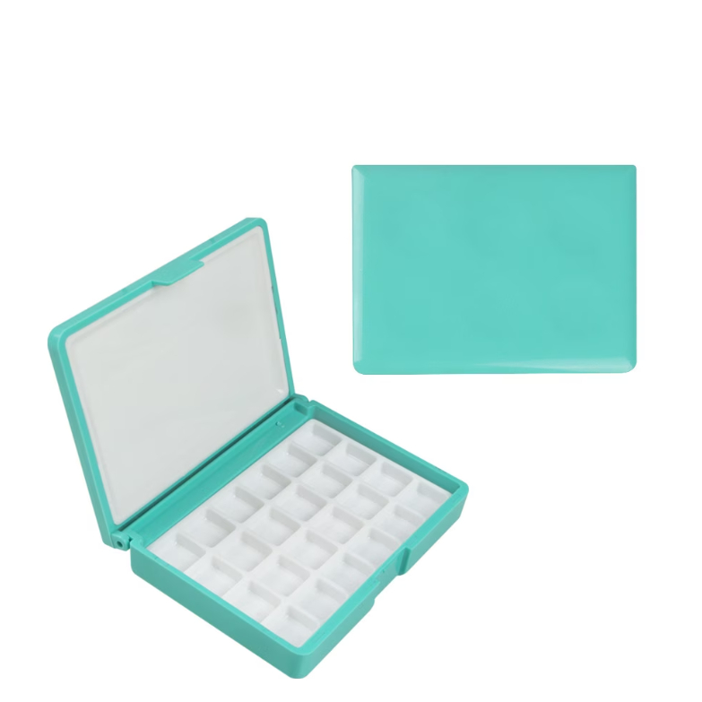 จานสีพกพากันหก 24 ช่อง Watercolor Packaging Box Pocket Box Blue 24 Grid Packaging Moisturizing Box