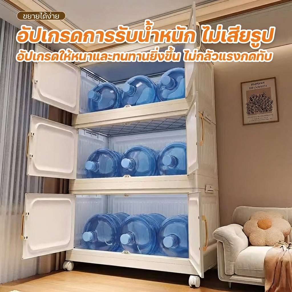 NeatBox ตู้เก็บของพับได้ 90cm PP หนาพิเศษ รับน้ำหนัก 350kg มีล้อ จุของได้เยอะ เก็บเสื้อผ้า ของใช้ รูปที่ 2