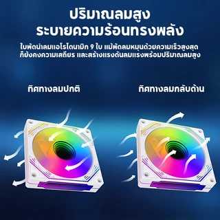 พัดลมระบายความร้อน 12cm Dual Ring RGB Cooling Fan แสงสะท้อนสีสันสดใส ไฟหมุน 12V แสงสะท้อนสีสันสดใส พัดลมระบายความร้อน