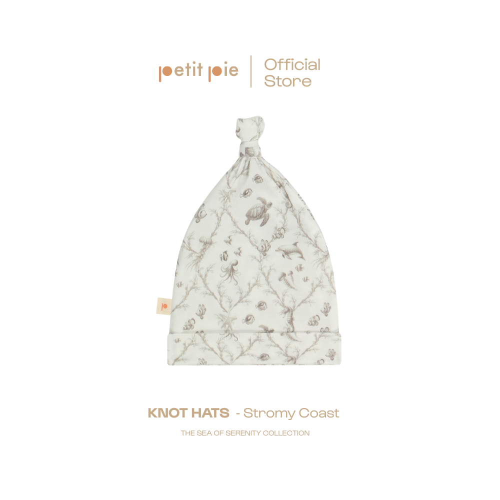 Knot hat - Stormy Coast  หมวกเด็กแรกเกิด ผ้าใยไผ่ธรรมชาติ นุ่ม ใส่สบาย ระบายอากาศดี ปลอดภัย ได้มาตรฐาน OEKO-TEX