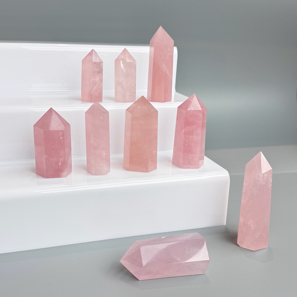 Tower SALE 🌈 Rose Quartz I Rainbow Fluorite