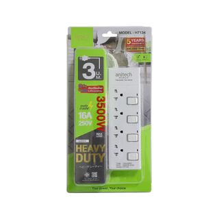 ปลั๊กไฟ Anitech TIS Plug 3600W 4 Socket 4 Switch 3M. H7143 White by Banana IT