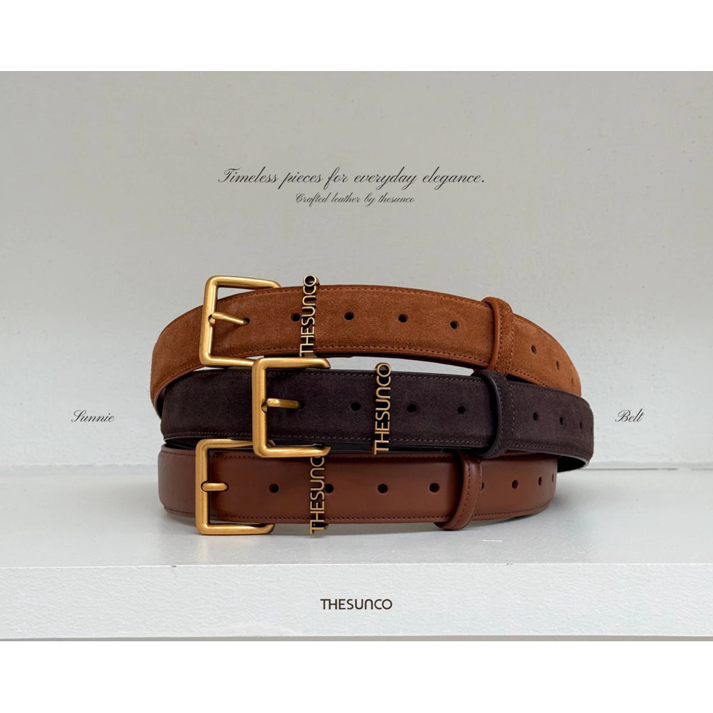 THESUNCO-Sunnie Leather Belts (สินค้าTrendy-30%) เข็มขัดหนัง พร้อมอะไหล่ มีกล่อง