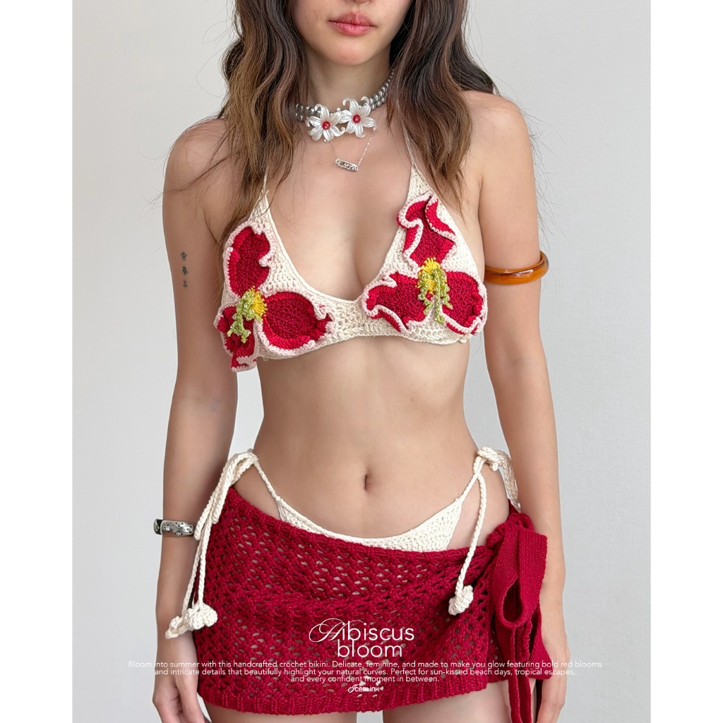 ICEBLINK l Hibiscus bloom bikini ดอกชบา handcrafted 100% (ไม่รวมผ้าคลุม)
