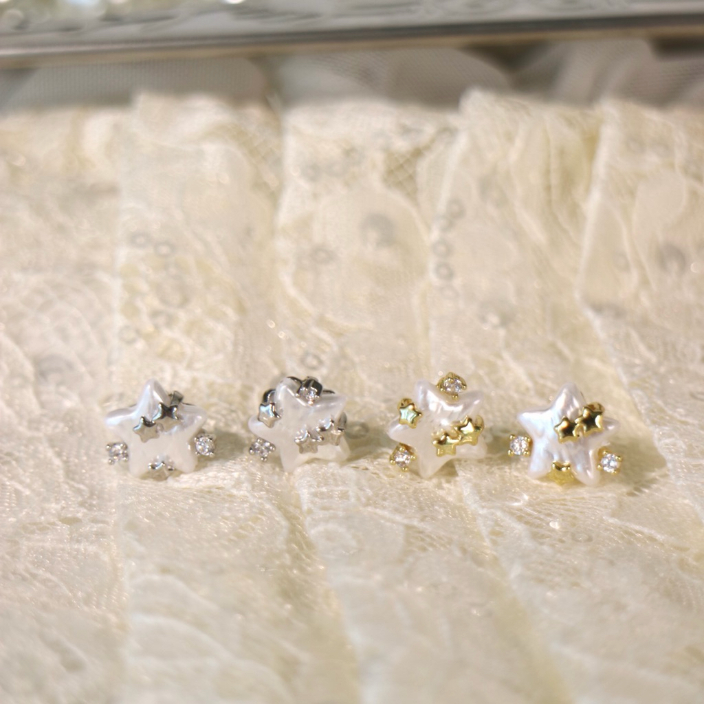 Socrush.bkk | STARLIE PEARL earrings | SE-071 | ต่างหู ดาว มุก เพชร
