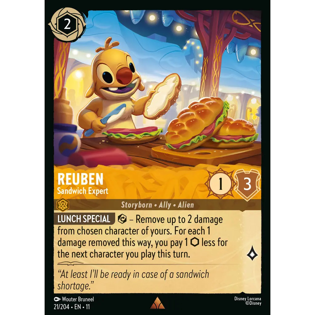 21/204 EN11 Reuben - Sandwich Expert Amber R Character Disney Lorcana Set 11