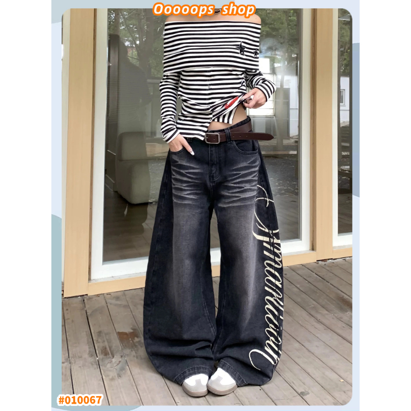 กางเกงยีนส์ กางเกงยีนส์ผู้หญิง ทรงหลวม สุดชิค ใส่แล้วดูผอม แมทช์ง่ายมาก #01306