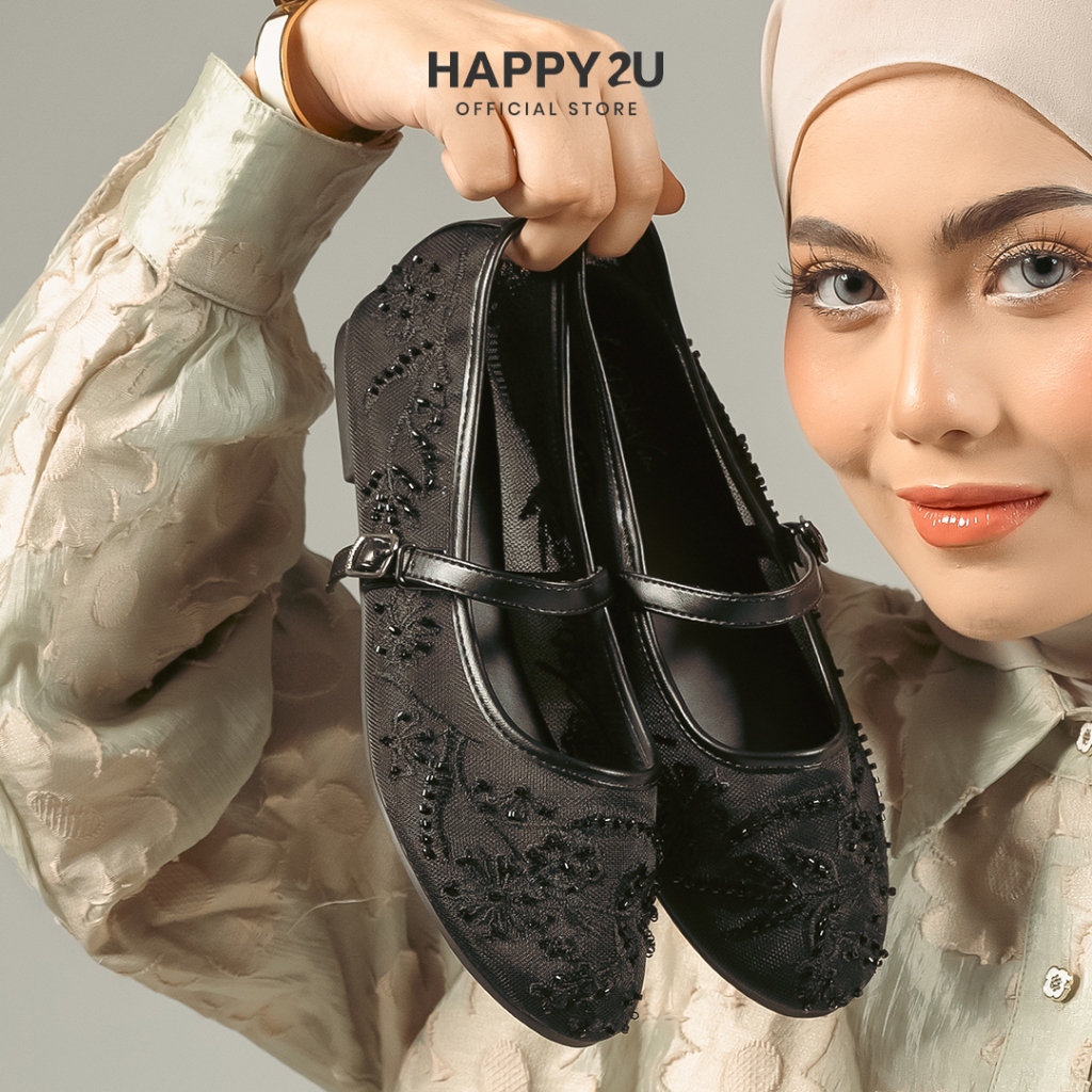 HAPPY2U Estee Lace Comfort Flats  รองเท้าแมรี่เจน รองเท้าตาข่าย รองเท้าผ้าลูกไม้ ราคา ถูกที่สุด ดีลบีเคเค แกลเลอรีภาพที่ 2