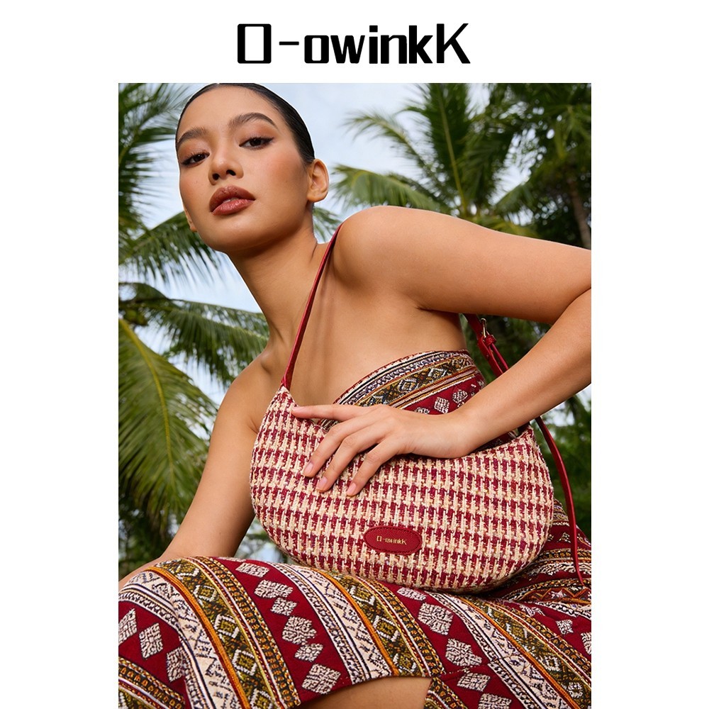 O-owinkK กระเป๋าผ้า วัสดุแข็งแรง เนื้อสัมผัสนุ่ม ซิปปิด สายสะพายไหล่ปรับได้ 7 เกียร์