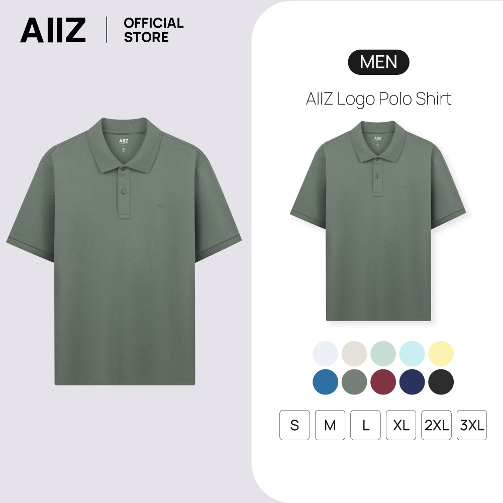 AIIZ (เอ ทู แซด) - AIIZ เสื้อโปโลผู้ชายสีพื้นพิมพ์โลโก้