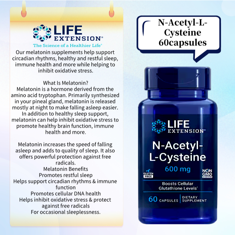 Life Extension NAC 600mg 60 Vegetarian Capsules For lmmune System Support