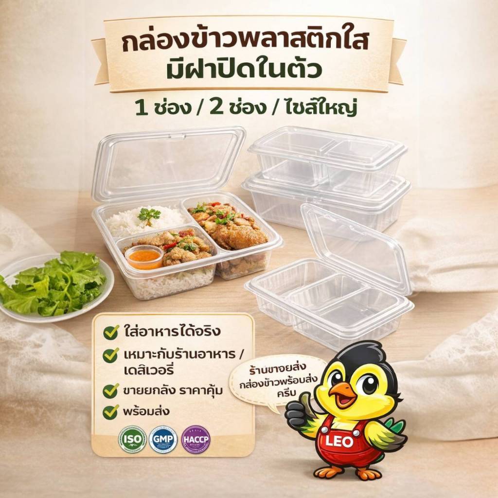 [ยกลัง] กล่องอาหาร กล่องข้าว JT-B912 JT-B112 (2ช่อง) JT-B99 JT-B100 JT-B916 (1ช่อง) ฝาติดในตัว เข้าไ