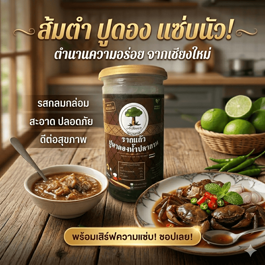 รากแก้ว ปูนาดองน้ำปลากวน 90% สูตรเชียงใหม่ แท้ 100% พร้อมทาน รสกลมกล่อม