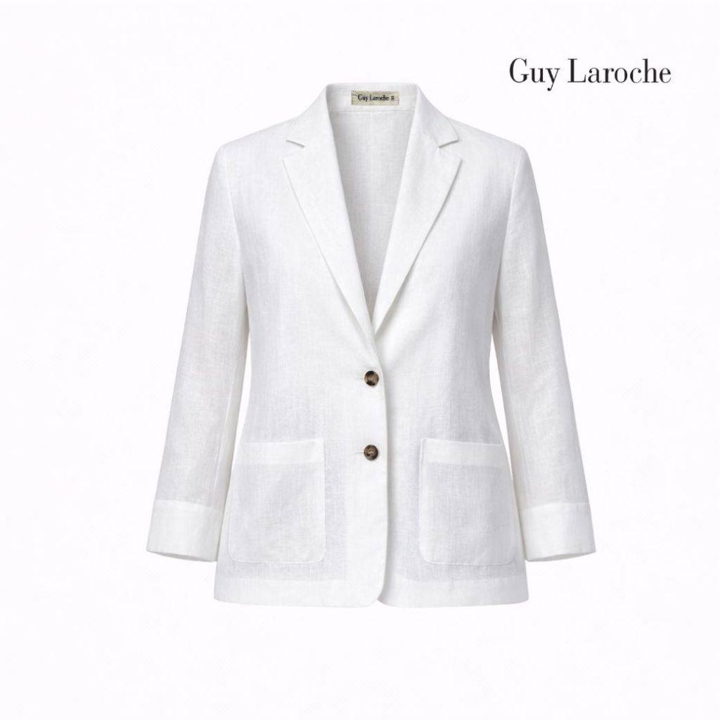 Guy Laroche แจ็คเก็ตทรงหลวม กระดุมสีทอง สีขาว G9YEWH