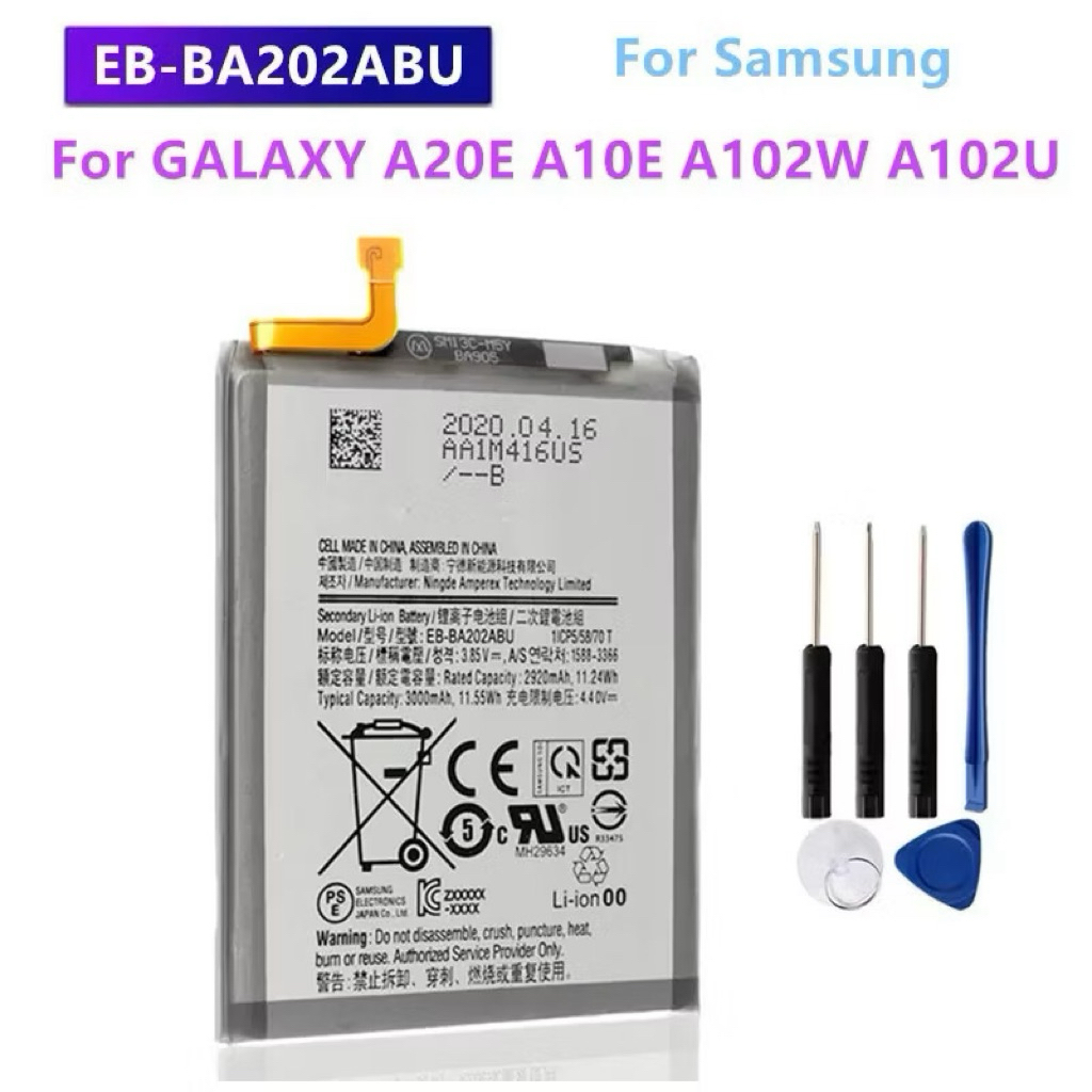 แบตเตอรี่ทดแทน EB-BA202ABU สำหรับ Samsung GALAXY A20e A10e A102W A102U A202F แบตเตอรี่3000MAh + เครื