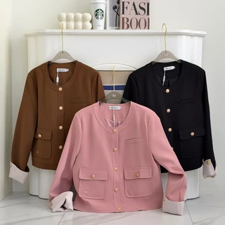 SISSY : เสื้อสูทแขนยาว (S- XXL) คอกลม มีซับใน แต่งกระเป๋าคู่ ผ้าอยู่ทรงสวย ใส่สบาย ไม่ร้อน