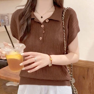 Red Berryเสื้อโปโลถักแขนสั้นสำหรับผู้หญิง เนื้อผ้ายืดหยุ่น สวมใส่สบาย ไม่ยับ มีให้เลือกหลายสี 88035