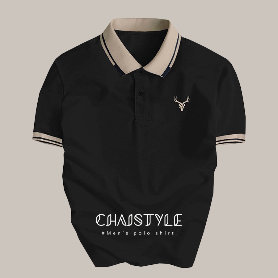 Chaistyle - เสื้อโปโลผู้ชาย หลวม เสื้อแฟชั่น ใส่สบาย สีต่อ เรียบง่าย แมทช์ลุคง่าย