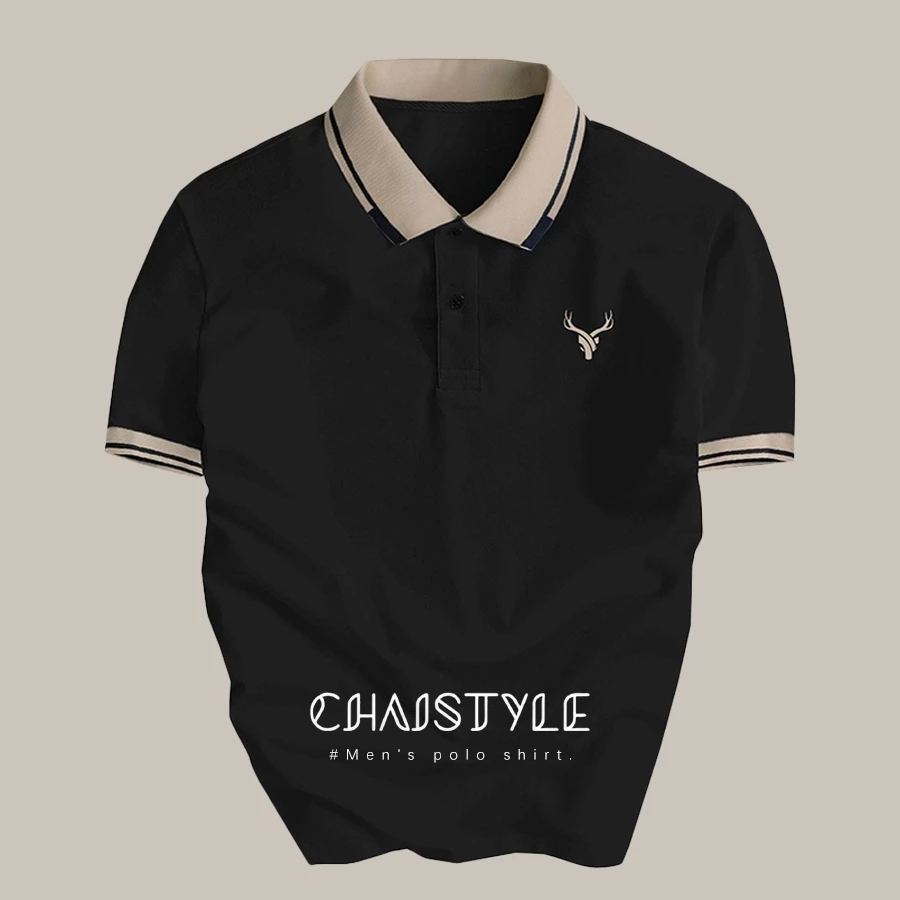 Chaistyle เสื้อโปโลผู้ชาย หลวม เสื้อผ้าผู้ชายแฟชั่น ใส่สบาย สีต่อ เรียบง่าย แมทช์ลุคง่าย ผ้าระบายอากาศ ใส่ทำงานและลำลอง