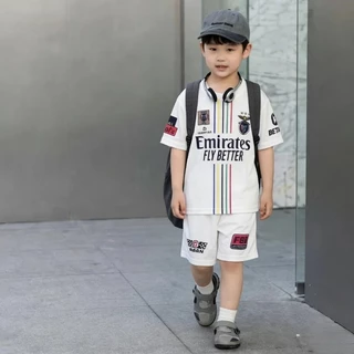ชุดเสื้อและกางเกงขาสั้นแขนสั้นสำหรับเด็ก ดีไซน์ทันสมัย ​​สไตล์ชุดกีฬาเกาหลี น้ำหนักเบาและระบายอากาศได้