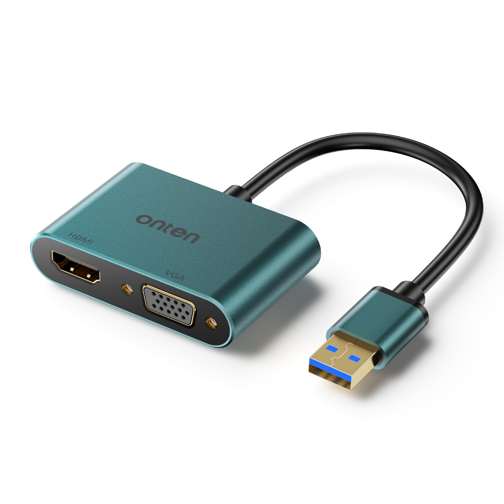 ONTEN OTN-5201B USB 3.0 TO HDMI + VGA  อแดปเตอร์ USB 3.0 to HDMI and VGA ภาพคมชัดระดับ FHD ต่อออก 2จ