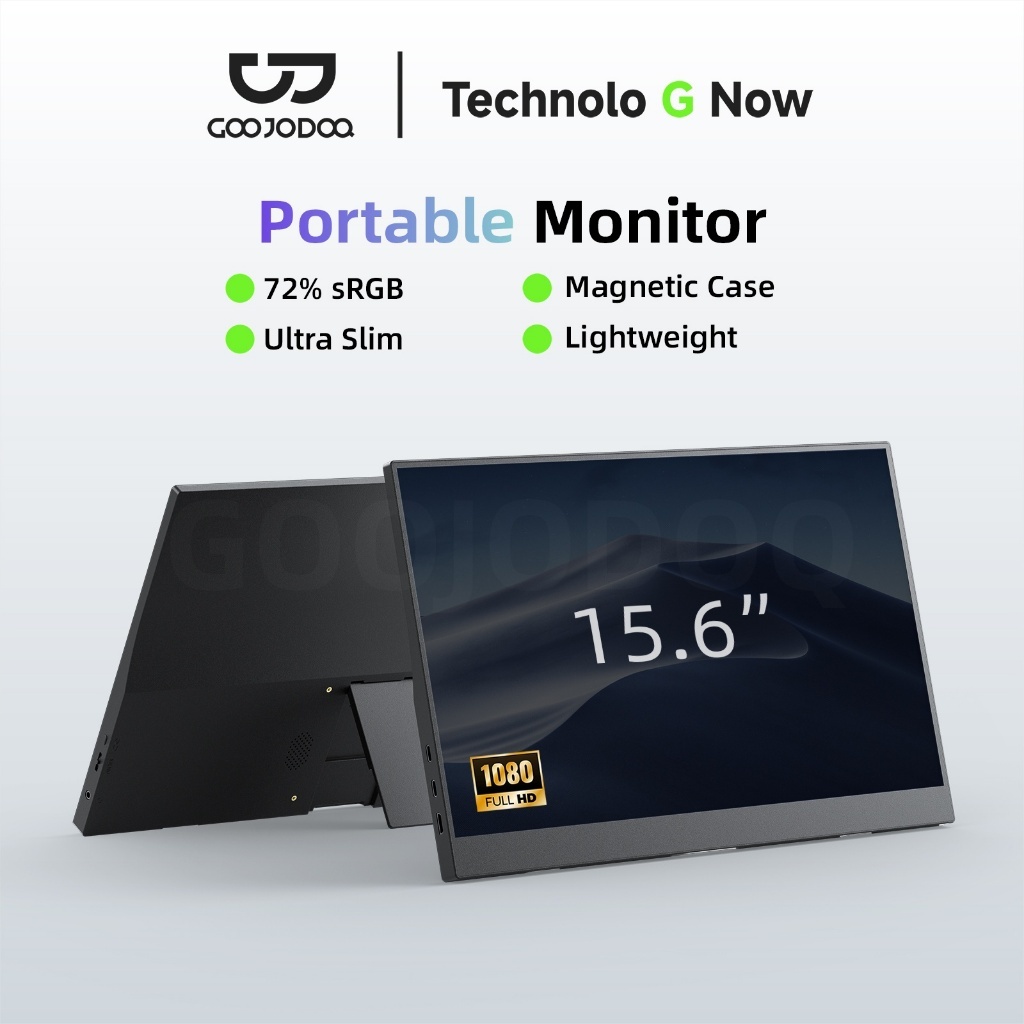 GOOJODOQ 15.6 นิ้ว จอพกพา มอนิเตอร์ สําหรับแล็ปท็อป 1080p 72% sRGB Ips Portable Monitor 60Hz