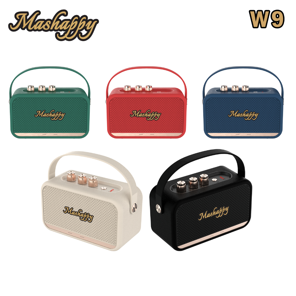 Mashappyลำโพงบลูทูธพกพา รุ่น W9 ขนาดพกพา เสียงดี เบสแน่น พร้อมที่หิ้ว ดีไซน์สวย รุ่นใหม่ล่าสุด