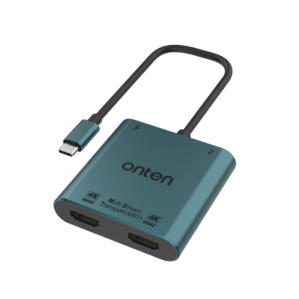 ONTEN  OTN-9175K Type-C TO Dual HDMI 4 in 1 รองรับ USB 3.0 PD ต่อหน้าจอออก 2จอ พร้อมกัน