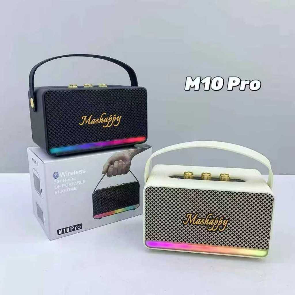 Mashappyลำโพงบลูทูธ รุ่น M10PRO รองรับ AUX TFเพิ่ม-ลดเสียง ทรงสวยมีสายหิ้ว พกพาง่าย มีให้เลือกสองสี ลำโพงบลูทูธไร้สาย