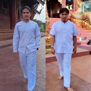 ชุดขาวโอ​โม่​คอจีนชาย​ แขนยาว&สั้น ผ้า​อ๊อก​ฟอร์ด​