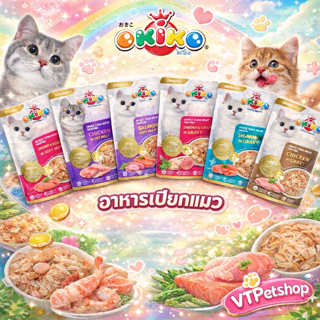 😻 (1 ซอง) Okiko โอกิโกะ อาหารเปียกแมว ไม่เติมเกลือ ทำจากทูน่าเนื้อขาว ขนาด 70 กรัม Okiko (1 ซอง) 😻