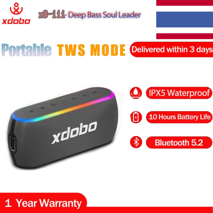 XDOBO x8iii 60W เสียงไร้สายบลูทู ธ แบบพกพาพร้อมไฟ RGB