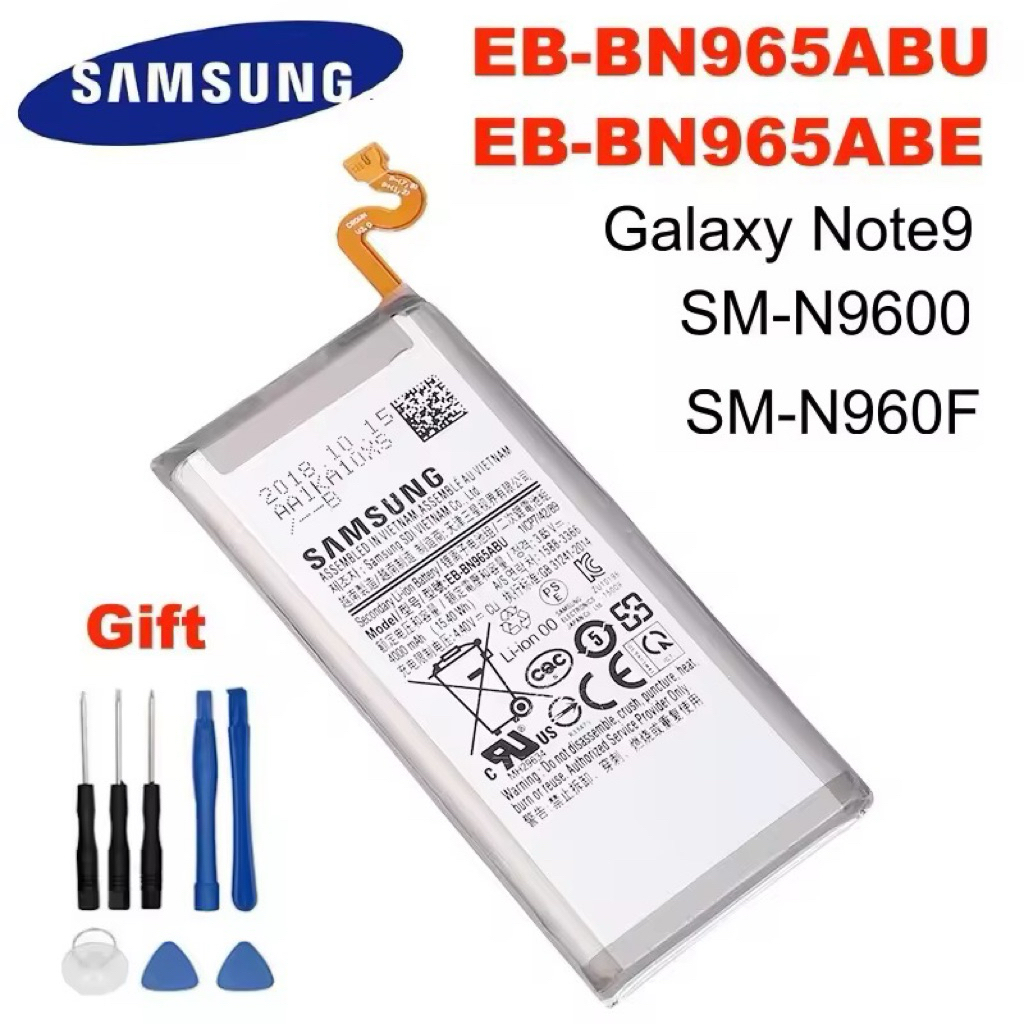 แบตเตอรี่ Samsung Galaxy Note9 หมายเหตุ 9 N9600 SM-N9600 แบตเตอรี่ของแท้ EB-BN965ABU 4000mAh