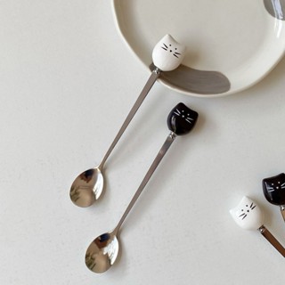 พร้อมส่ง ช้อนกาแฟแมว White / Black ‍ วางคู่กันคือดีมากกกก เอ…