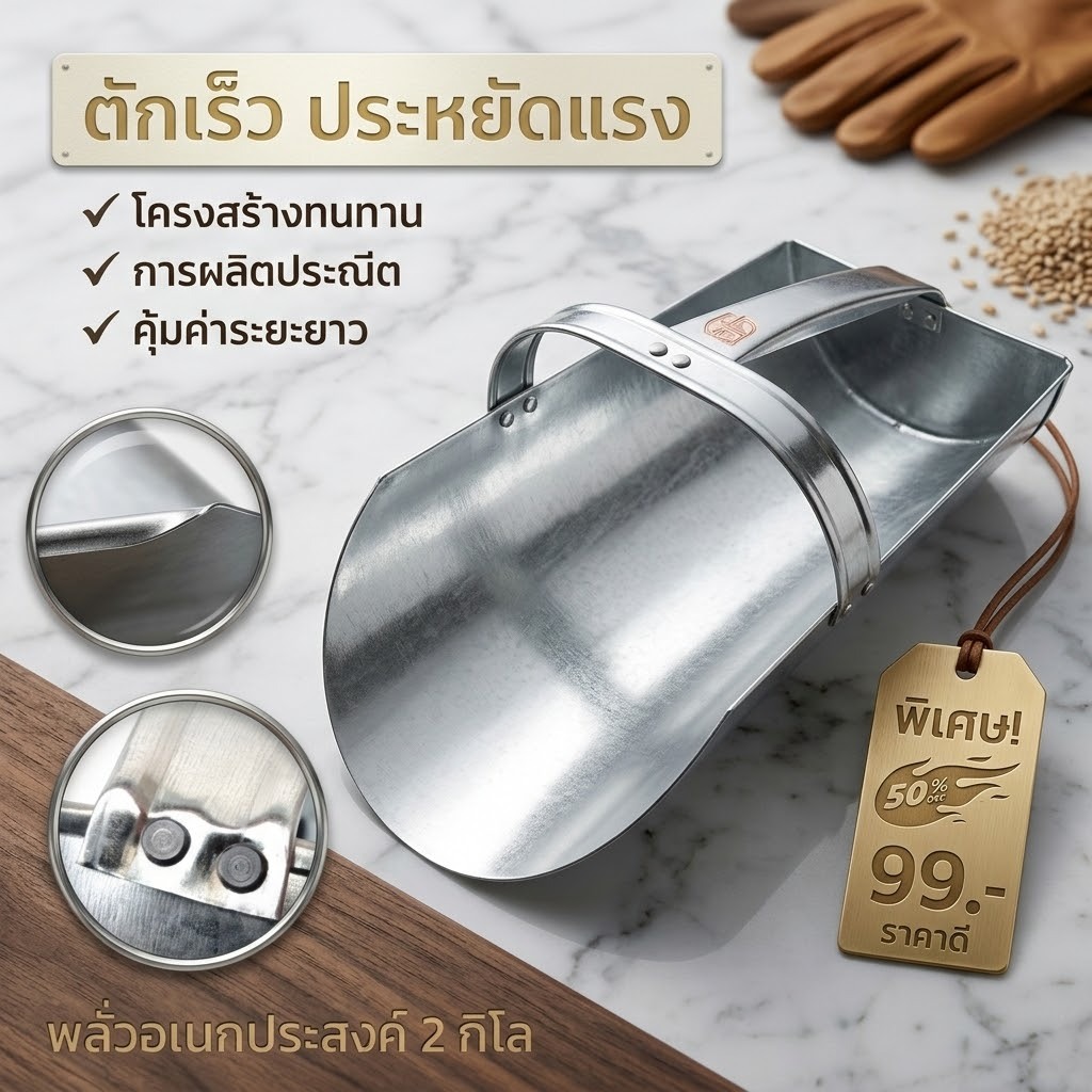 NOTA พลั่วตัก เหล็กสแตนเลสชุบกันสนิม อเนกประสงค์ (พร้อมส่ง)