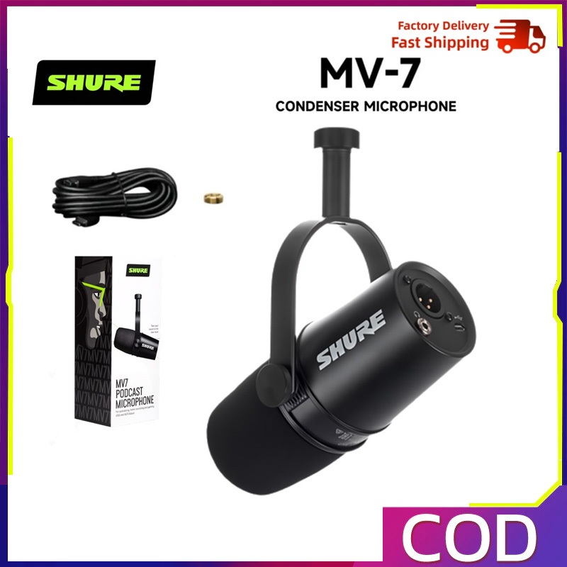 Shure MV7 XLR Podcast บันทึกไมโครโฟน