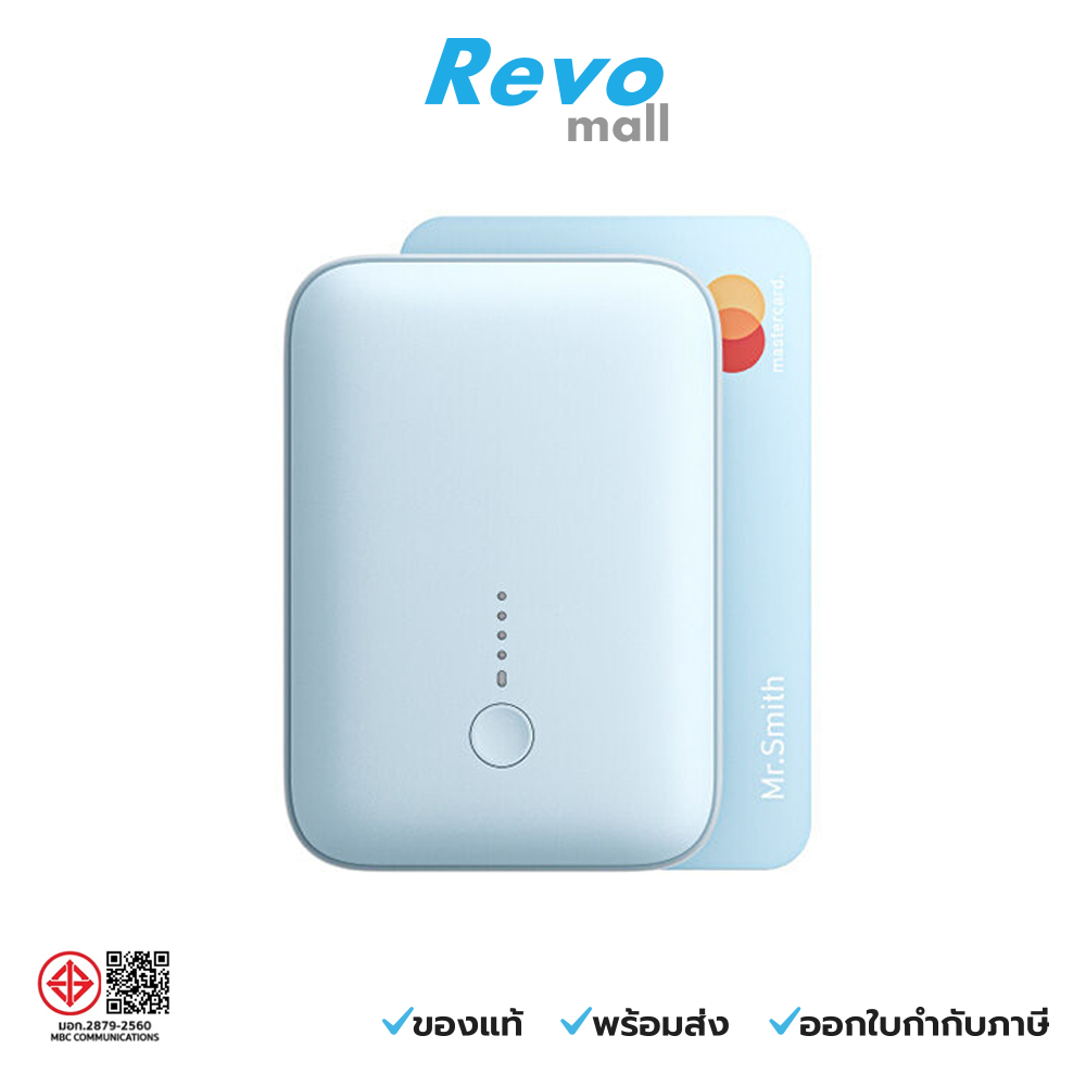 AUKEY Mini Powerbank 10,000 mAh PD 20W SCP 22.5W ขนาดเท่าบัตรเครดิต / สีฟ้า รุ่น PB-Y55