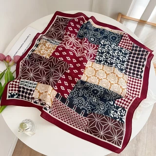 COD-ในไทย💖ผ้าโพกหัว ผ้าบันดานา 70x70 ผ้าคลุมผม ผ้าฝ้ายลินิน อเนกประสงค์ วินเทจสไตล์อเมริกัน สำหรับผู้หญิง-Kri