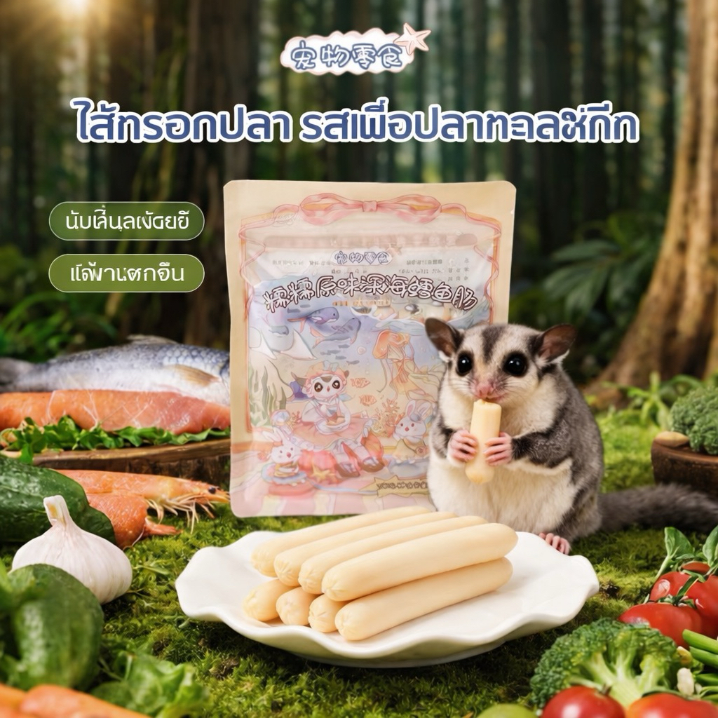 [crazy pet shop] ขนม NuoNuoไส้กรอกปลาค็อดทะเลลึกสูตรดั้งเดิม เหนียวหนึบสำหรับชูการ์แฮมสเตอร์ ราคา ถูกที่สุด ดีลบีเคเค