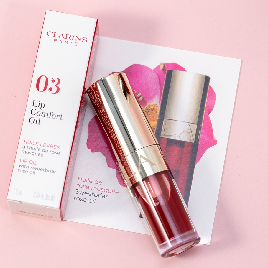 Clarins Lip Comfort Oil 1.4ml #03 Cherry ลิปออยล์เนื้อสัมผัสนุ่มละมุนบางเบา