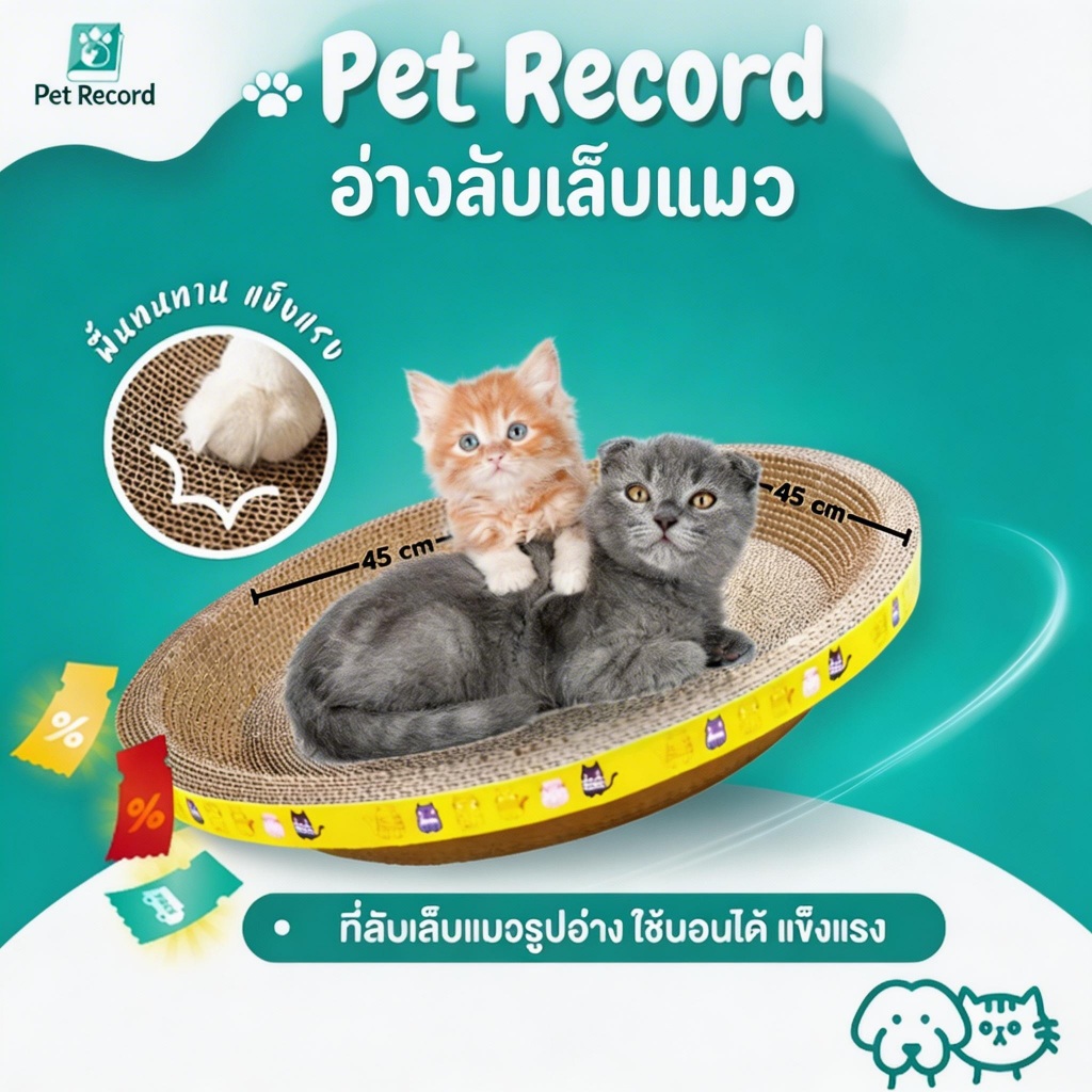 🔥 [Pet Record] ที่ฝนเล็บแมว ทรงกลม หนาพิเศษ ทนทาน ไม่เป็นฝุ่น กันเฟอร์นิเจอร์พัง 4 ไซส์ 40-55cm 🐱✨