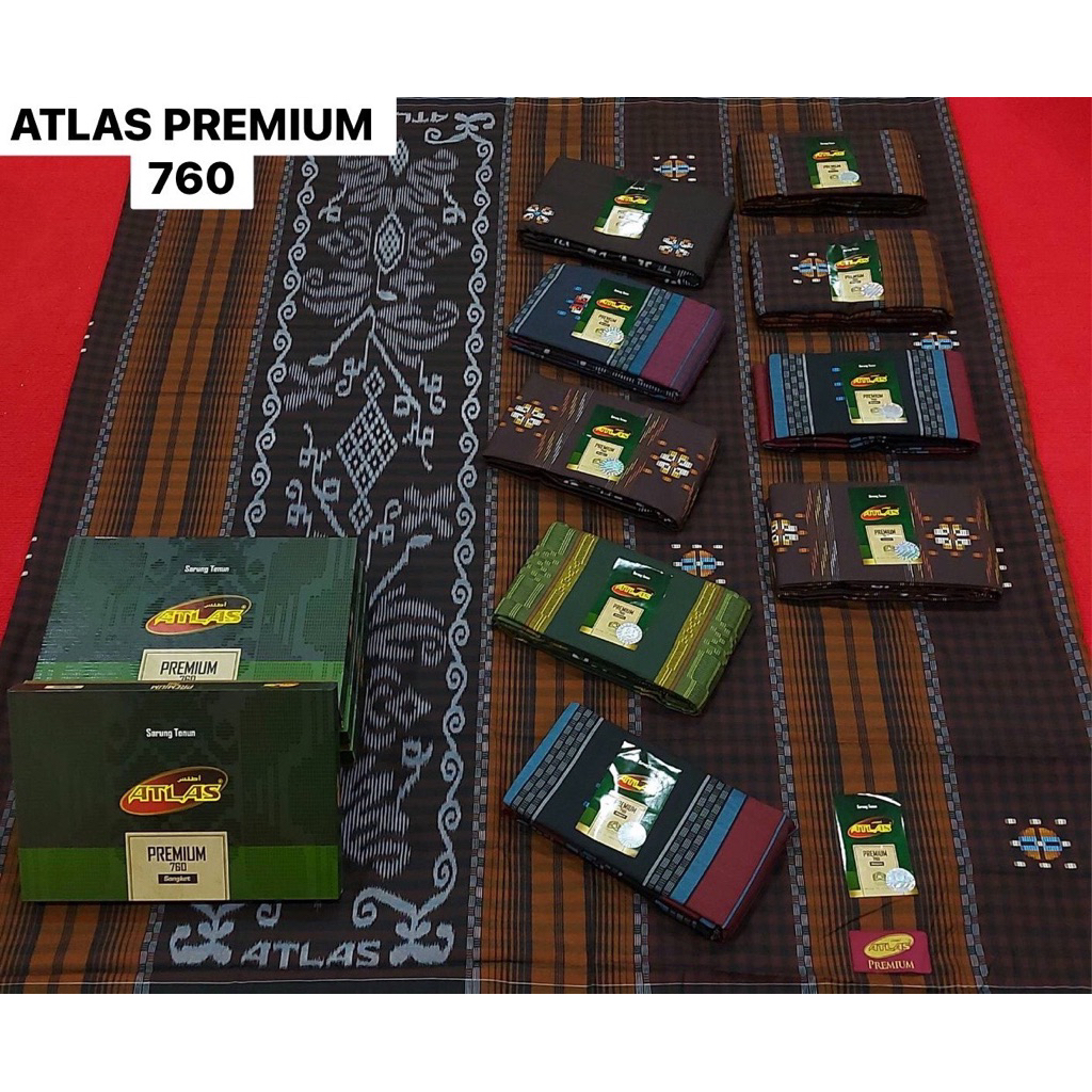 ผ้าโสร่งผู้ชาย ตรา ATLAS 760 ผ้าสวยเนื้อดี ไม่ลื่น เย็บแล้ว