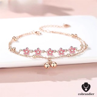 CODส่งเร็ว⚡สร้อยข้อเท้าสองชั้นดอกพุทราใส่กระดิ่งวินเทจละเอีย…