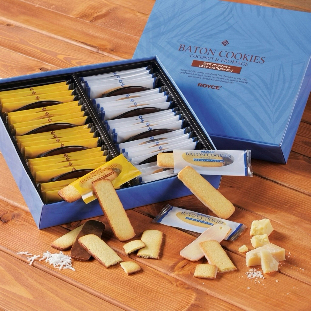Royce Baton Cookies Coconut & Fromage กล่องละ 50 ชิ้น