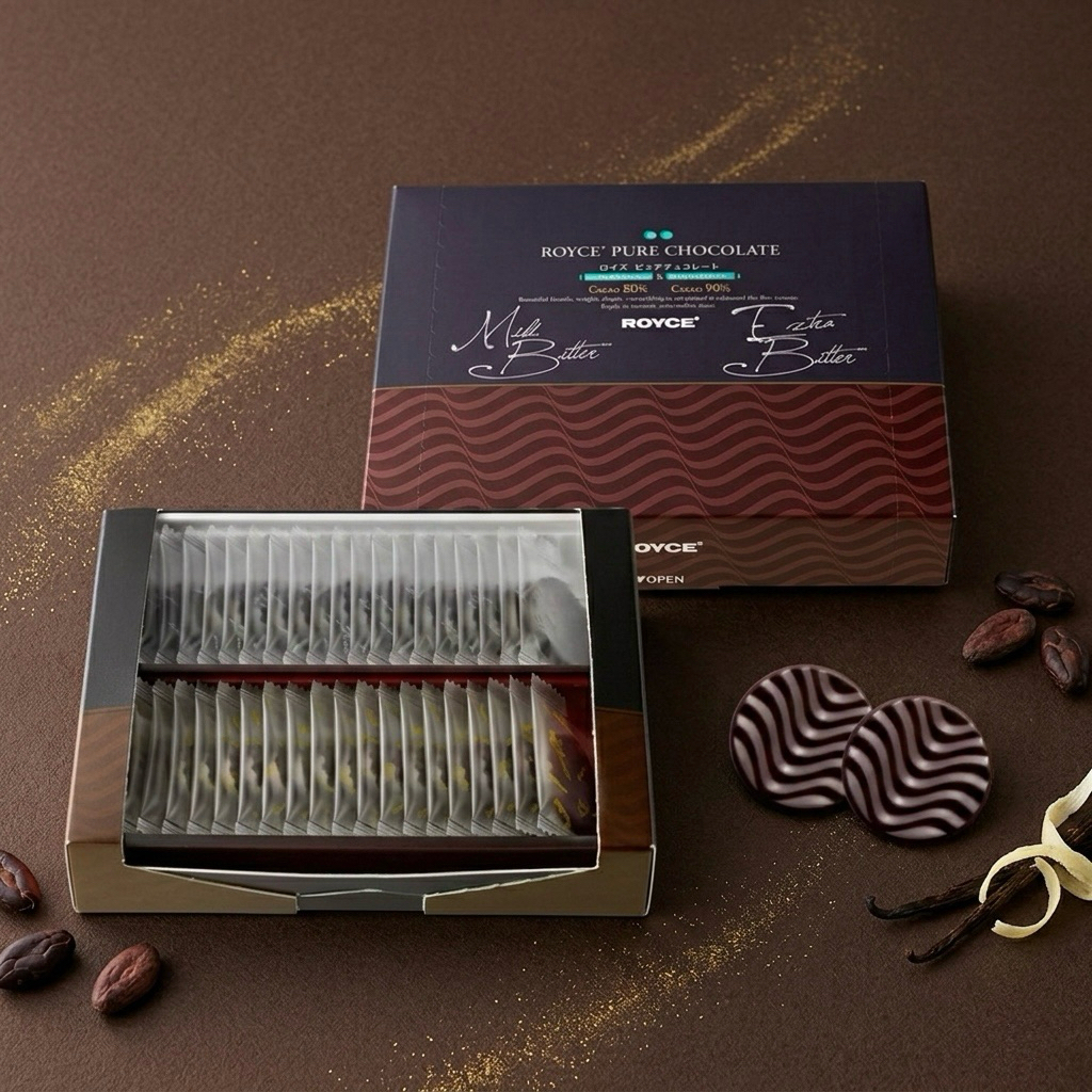 Royce​ Pure Chocolate Mild Bitter & Extra Bitter กล่องละ40ชิ้น