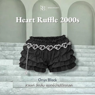 SPND【พร้อมส่ง】Heart Ruffle 2000sกางเกงรุ่น "ฮาร์ท รัฟเฟิล" ทรงระบาย Y2k !!แถม!!เข็มขัดโซ่หัวใจสุดเก๋ (ถอดออกได้)