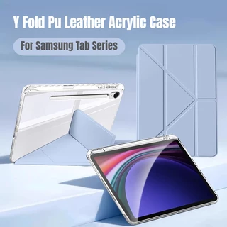 3+Yพับ เคส Samsung Galaxy Tab A9 S9 A9plus/S9 FE/S9 PLUS/S9 plus FE อะคริลิก Protective Case Samsung Tab เคสหลังใส